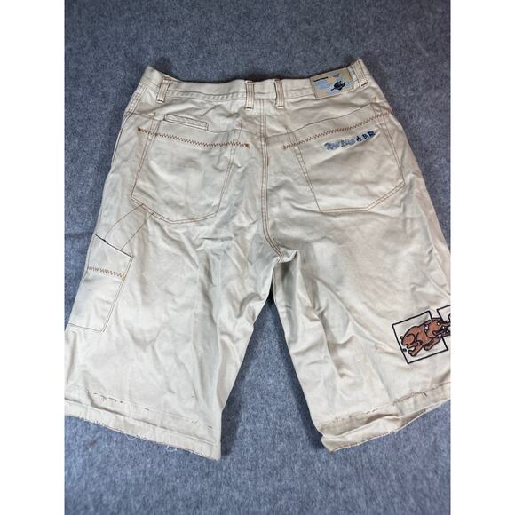 VINTAGE 90s Raw Blue ABR Shorts Mens 40 Khaki Keep On Dog Hiphop Baggy Jorts - Picture 2 of 7